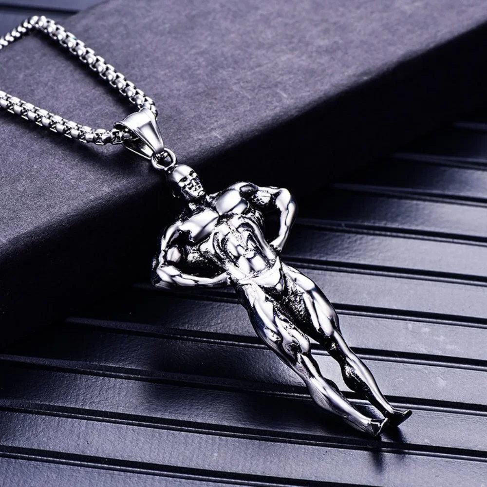 ❤️Retro surgical fitness muscle pendant necklace for women/men, N90201P184